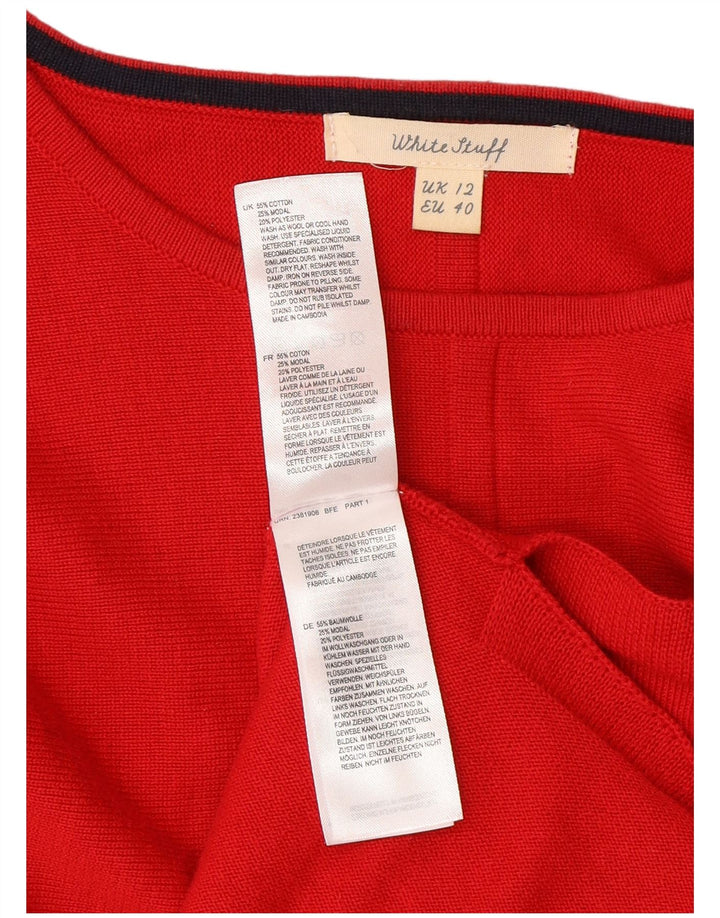 White Stuff Pulover de damă cu gât de barcă din bumbac roșu mediu UK 12