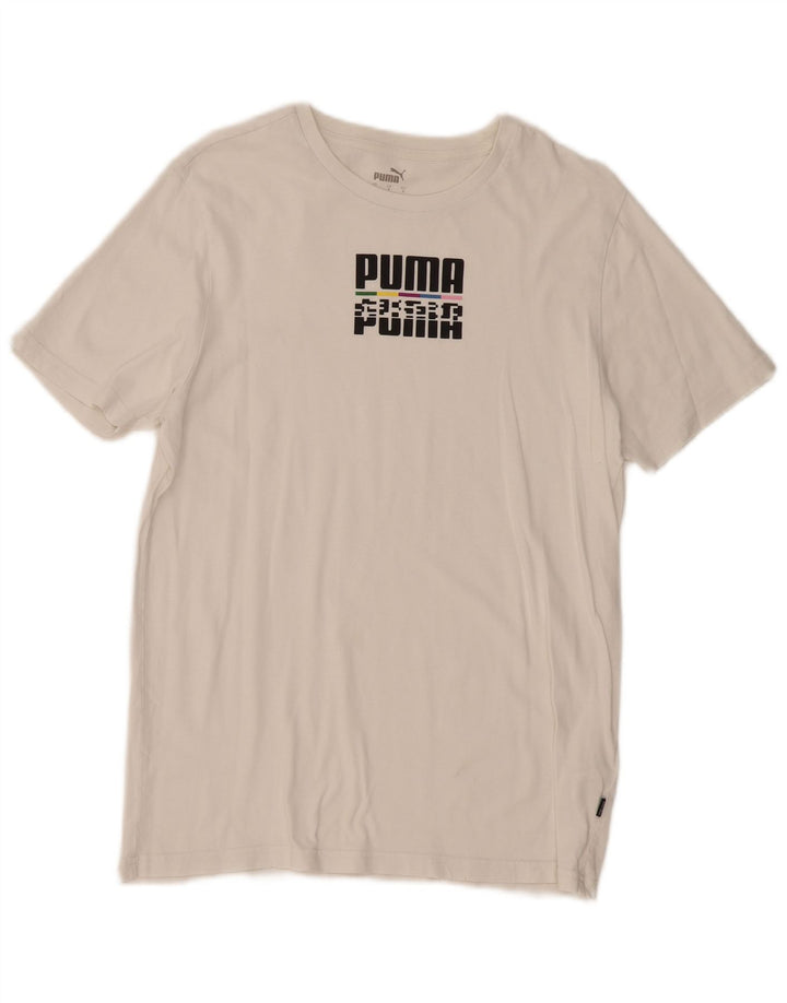 Tricou grafic PUMA pentru bărbați Top mic din bumbac alb