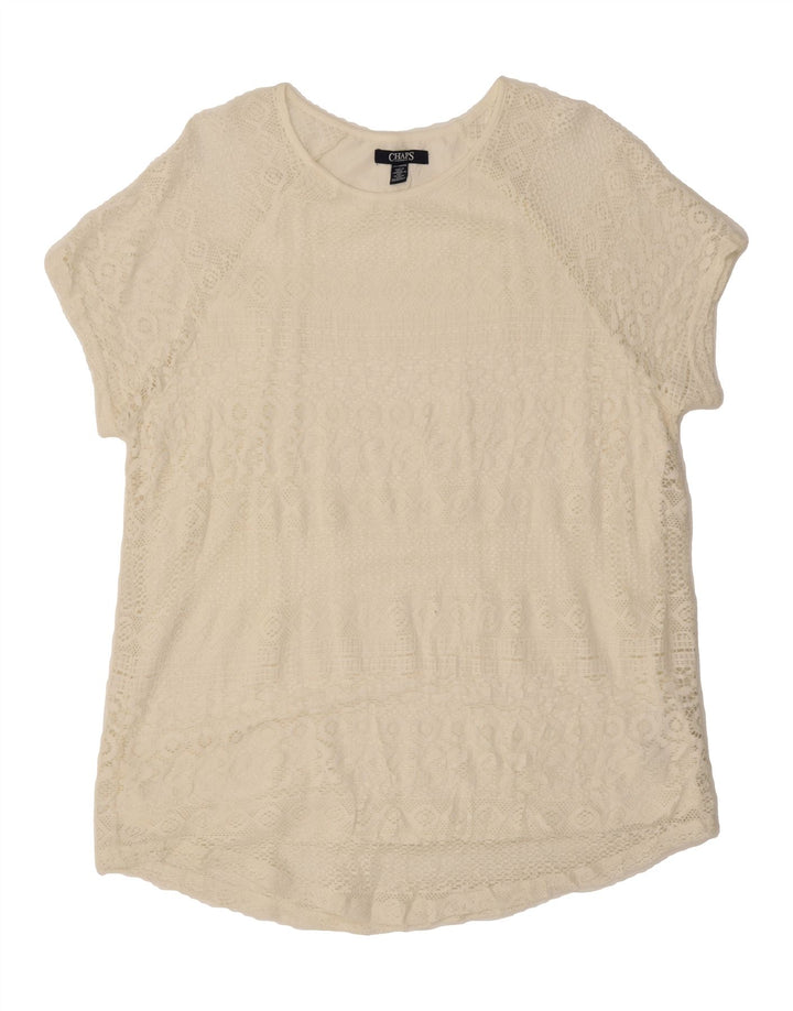 CHAPS Womens Lace Blouse Top UK 20 2XL White Cotton Vintage Chaps and Second-Hand Chaps from Messina Hembry 