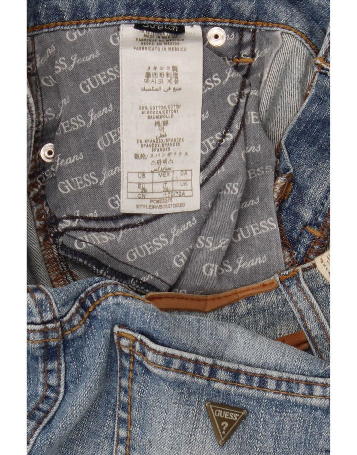 Fusta mini denim Guess pentru femei cu talie joasa W29 bumbac albastru mediu