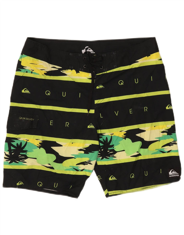 Pantaloni scurți de înot grafic Quiksilver pentru bărbați, poliester cu dungi mari, negre