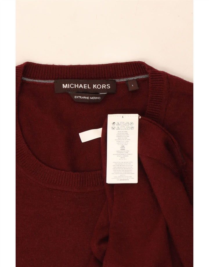 Pulover pentru bărbați MICHAEL KORS, cu gât crew, lână mare, bordeaux
