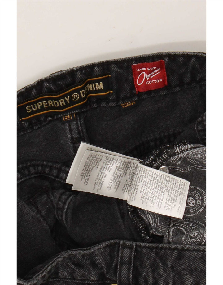 Pantaloni scurți din blugi pentru femei Superdry W29, bumbac geometric, gri mediu