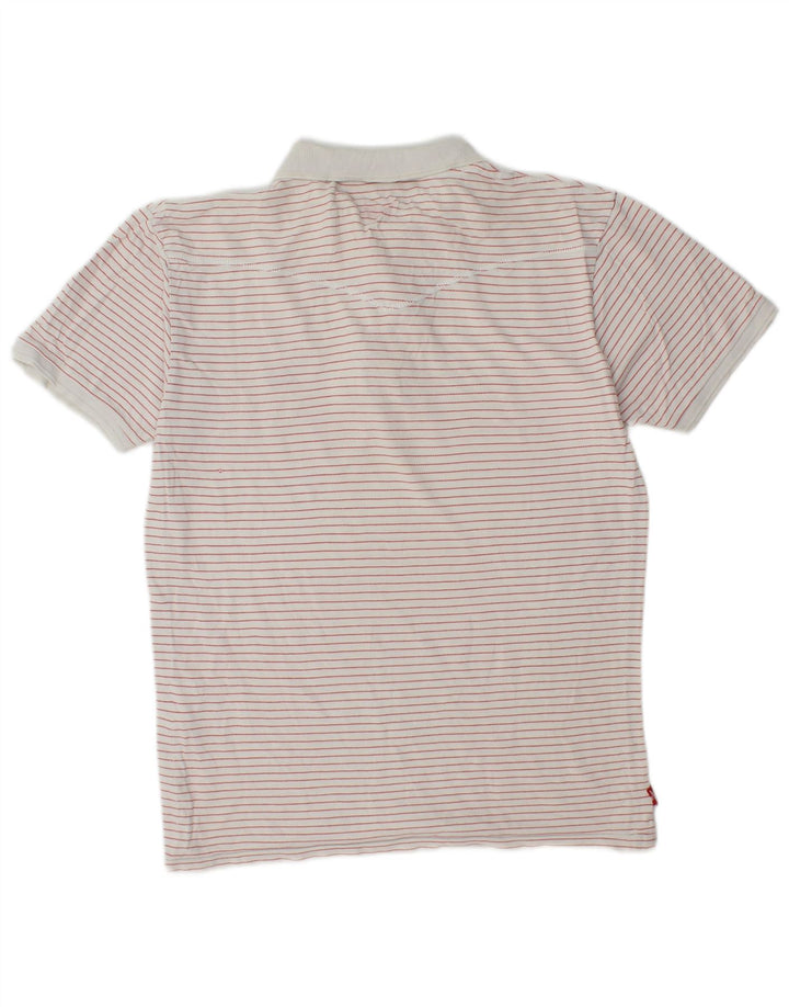 Tricou polo LEVI'S pentru bărbați, alb mediu, cu dungi