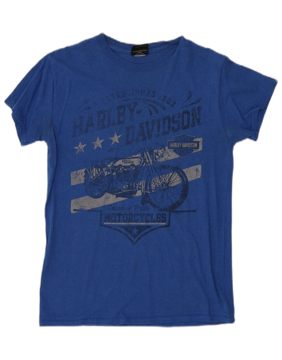Tricou grafic Harley Davidson pentru bărbați Top mic, albastru, motocicletă