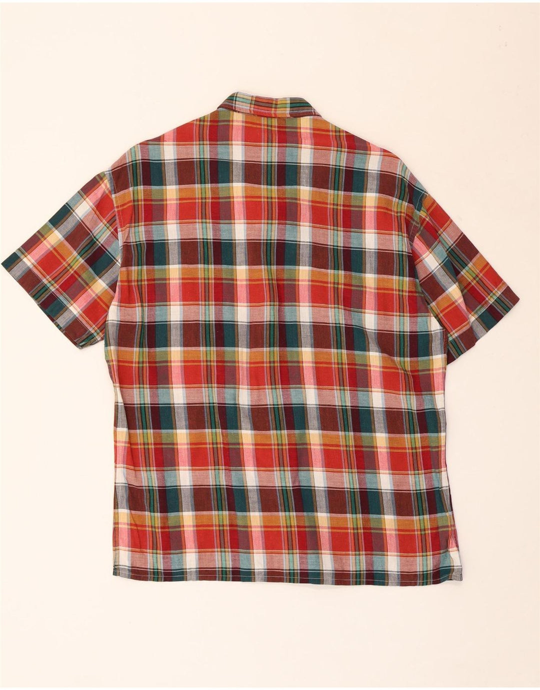 Cămașă militară cu mânecă scurtă pentru bărbați VINTAGE IT 50 Medium în carouri multicolore