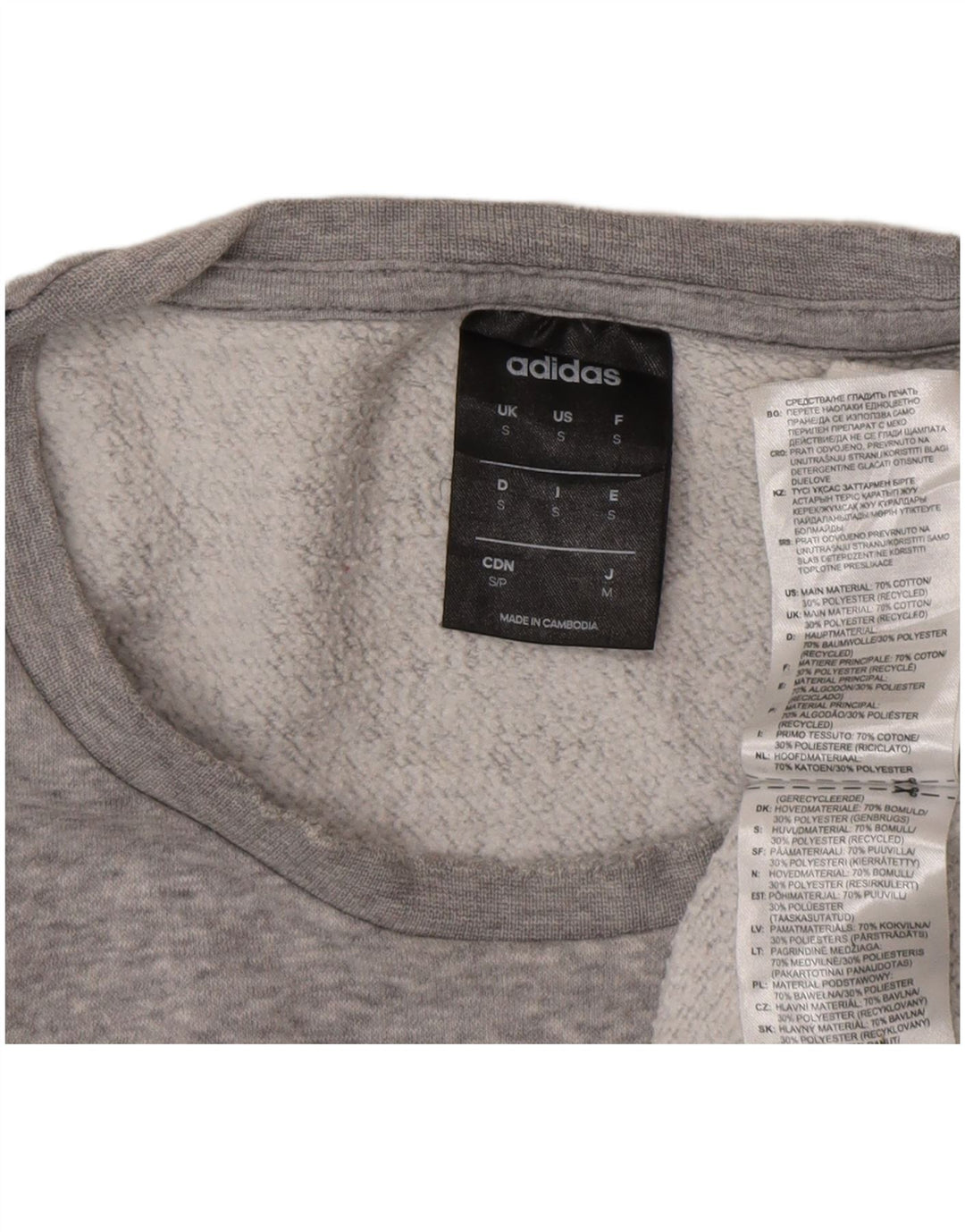 Hanorac grafic pentru bărbați Adidas Jumper mic, gri, bumbac cu pete