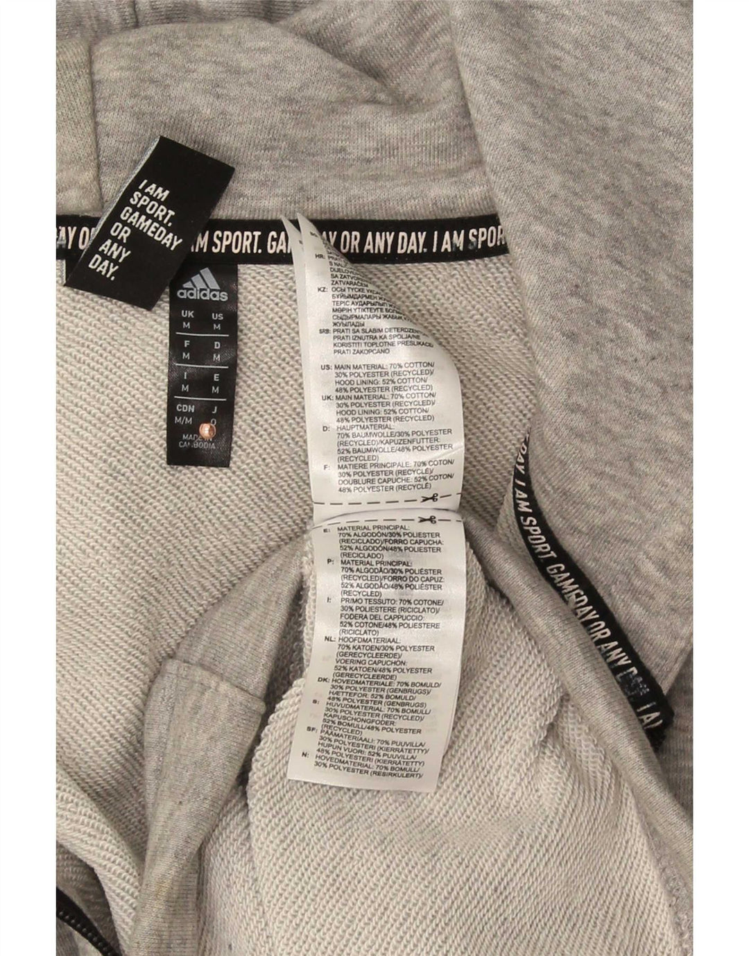Pulover Adidas pentru bărbați, cu fermoar, bumbac cu pete, gri mediu