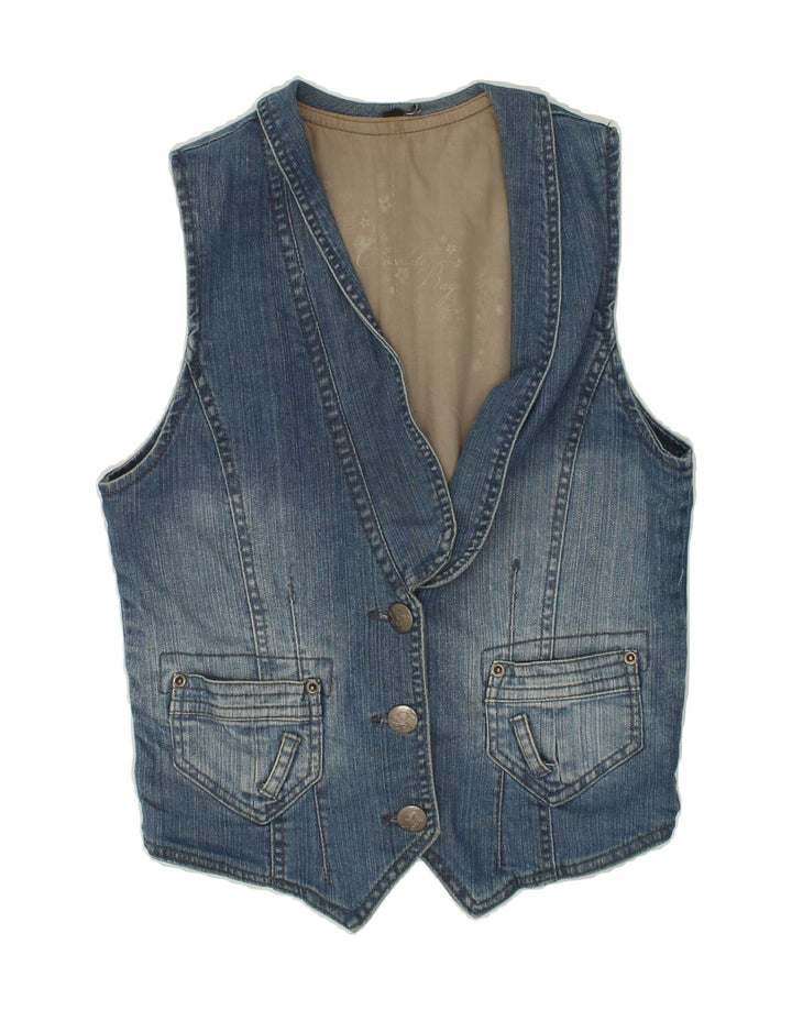 Vestă de blugi pentru femei VINTAGE UK 12, bumbac albastru mediu