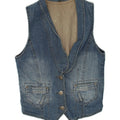 Vestă de blugi pentru femei VINTAGE UK 12, bumbac albastru mediu