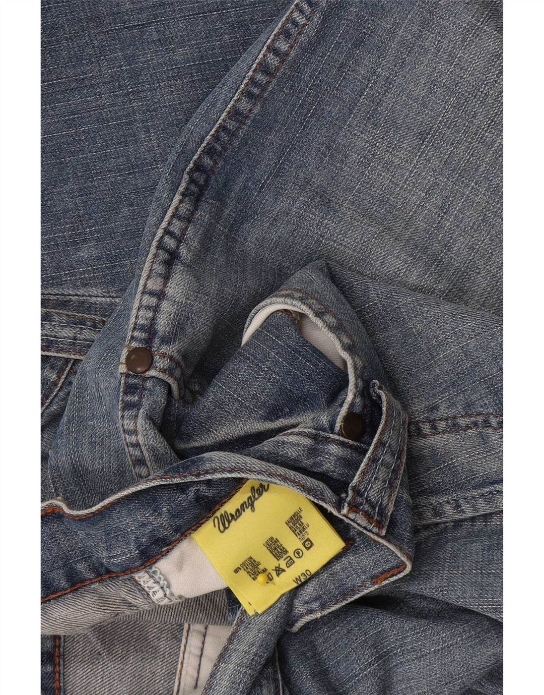 Pantaloni scurți cargo din denim Wrangler pentru bărbați W30, bumbac albastru mediu