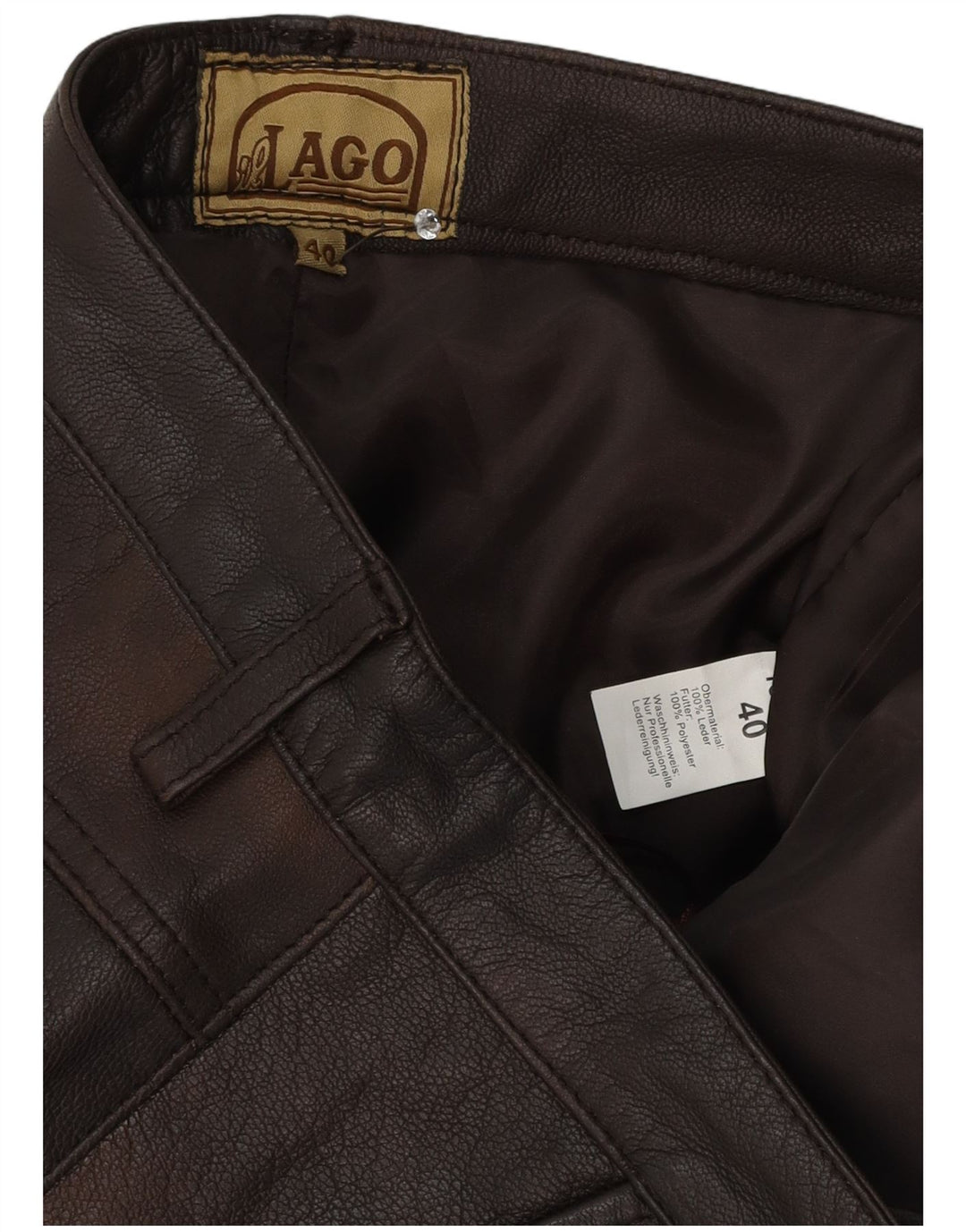 Pantaloni subțiri din piele pentru bărbați il Lago IT 48 Medium W30 L32 Piele maro