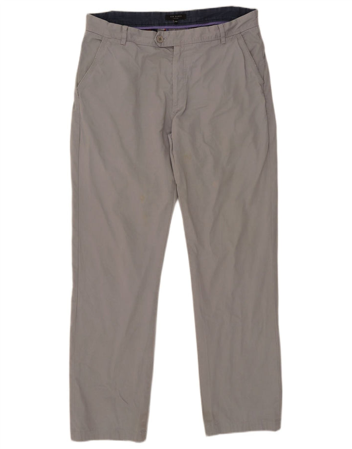 Pantaloni chino drepți Ted Baker pentru bărbați L36 L31 bumbac gri