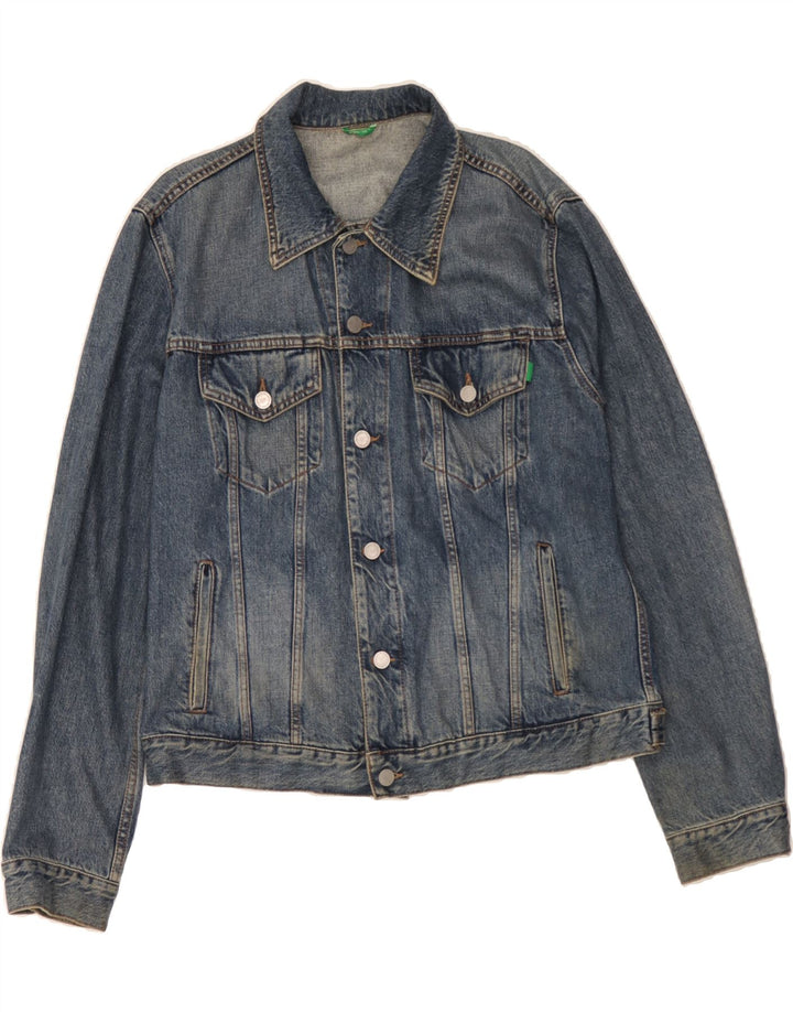 BENETTON Womens Denim Jacket UK 16 Large Blue Cotton Vintage Benetton and Second-Hand Benetton from Messina Hembry 