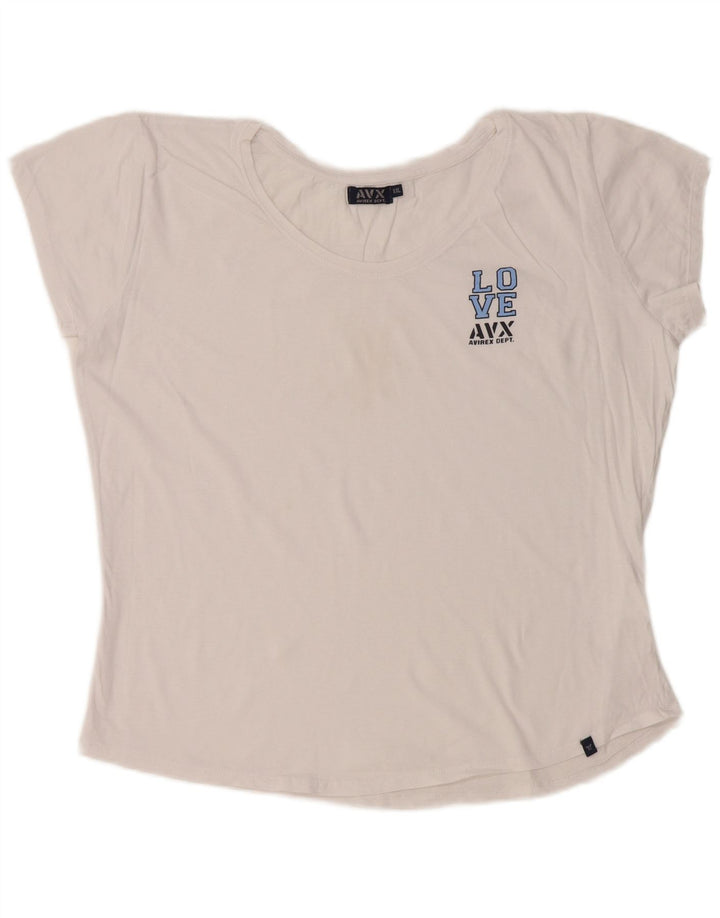 AVIREX Tricou cu grafic crop Top UK 22 2XL Bumbac alb