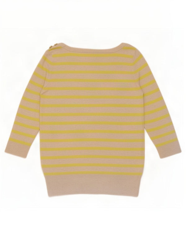 Bluză pentru femei Gap cu mâneci 3/4 UK 12 Medium Bej cu dungi