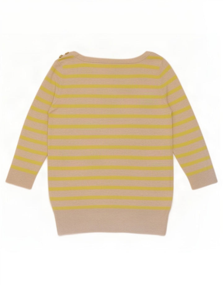 Bluză pentru femei Gap cu mâneci 3/4 UK 12 Medium Bej cu dungi