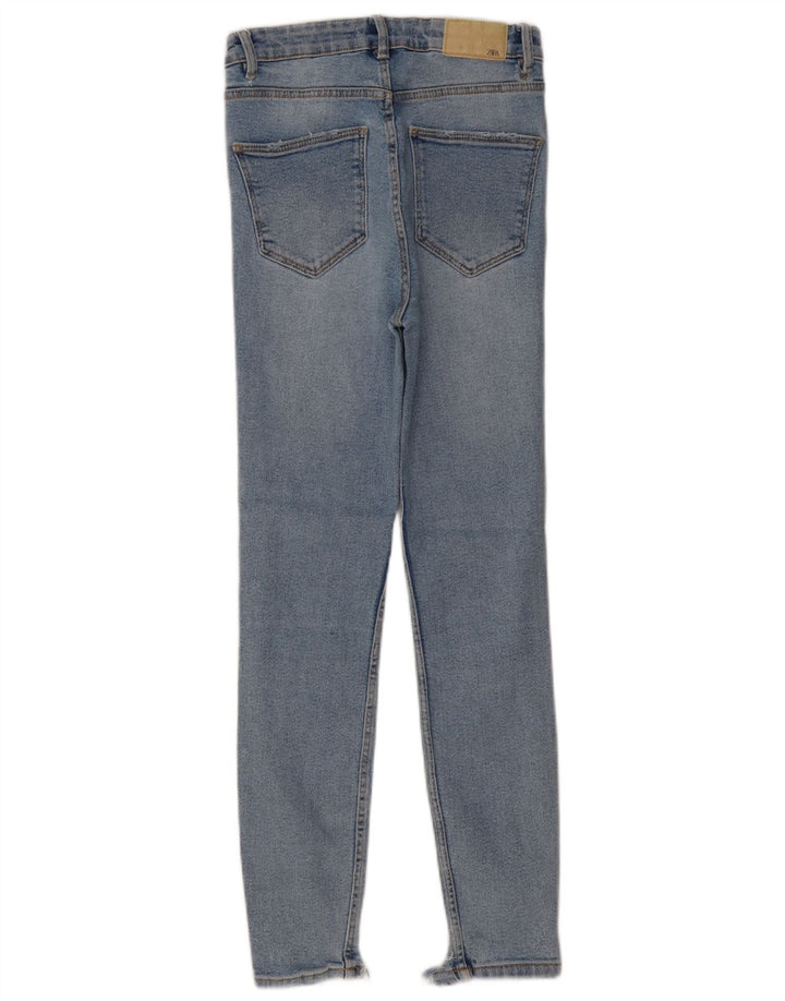 Blugi skinny învechiți pentru femei cu talie înaltă ZARA EU 36 XS W26 L27 Albastru