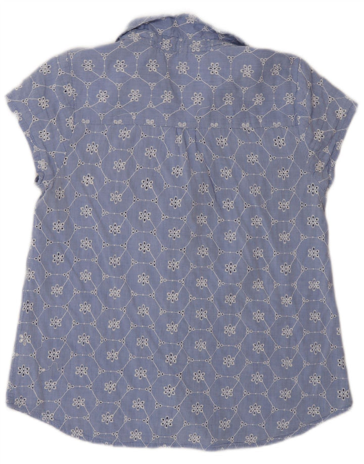 Cămașă cu mânecă scurtă pentru femei White Stuff UK 12 Medium Blue Floral Bumbac