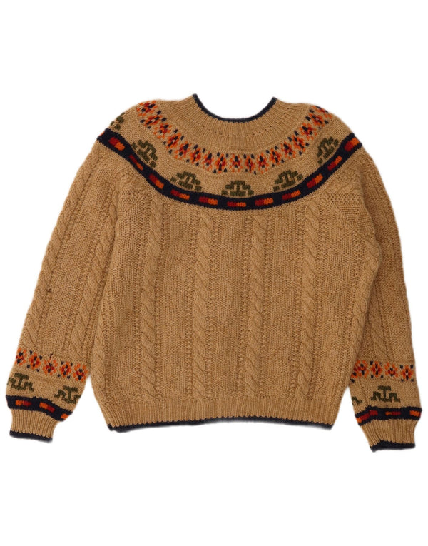 Pulover cardigan pentru femei BENETTON UK 14 mare, bej, Fair Isle