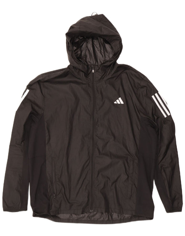 Jachetă de ploaie cu glugă Aeroready pentru bărbați Adidas UK 42 XL Poliester negru