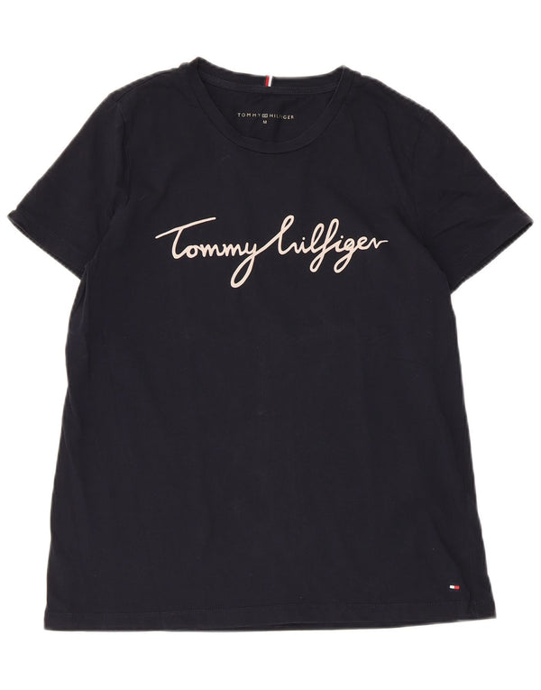 TOMMY HILFIGER Tricou cu grafic pentru femei Top UK 12 Medium Bleumarin Bumbac