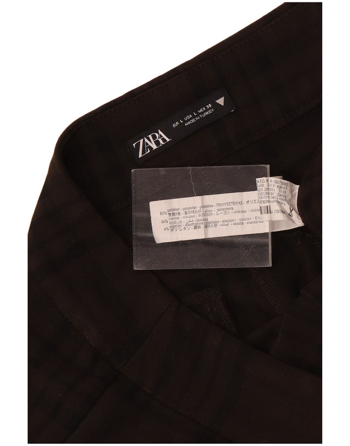 Pantaloni chino drepți pentru femei Zara L30 L29 Maro Poliester Check