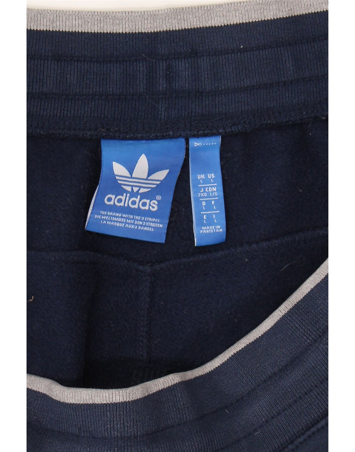 ADIDAS Mens Tracksuit Trousers Large  Navy Blue Cotton