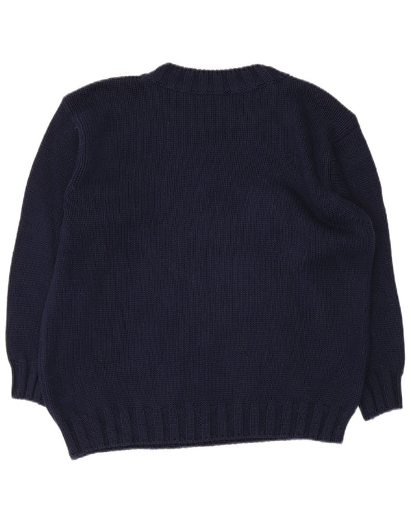 Pulover Benetton pentru damă cu gât roșu IT 42 Medium Bleumarin Floral