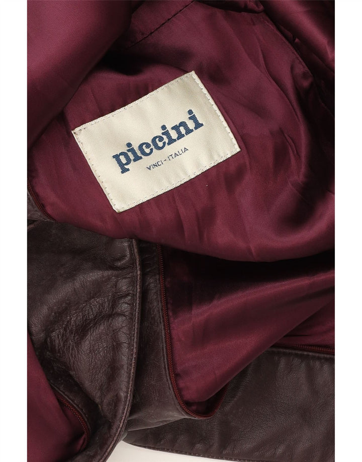 PICCINI Womens Leather Coat UK 14 Medium Burgundy Vintage Piccini and Second-Hand Piccini from Messina Hembry 