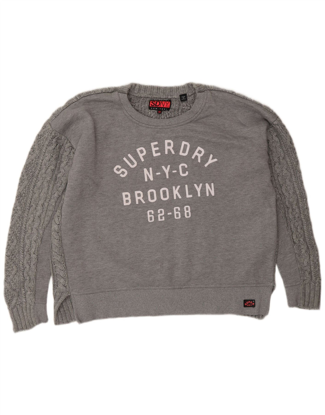 SUPERDRY Pulover cu grafic supradimensionat pentru femei UK 14 Gri mediu