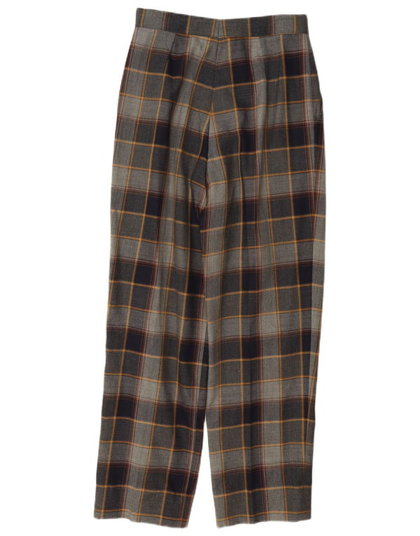 Pantaloni casual de damă vintage cu talie înaltă L26 L28 carouri gri
