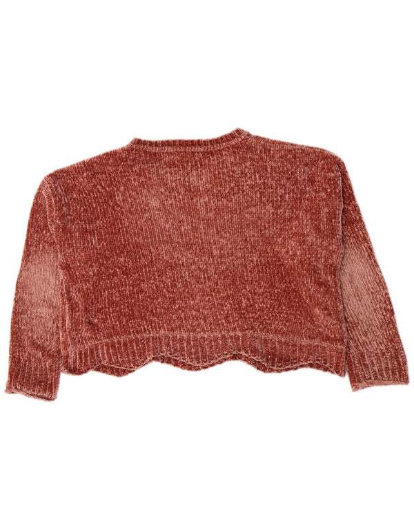 Pulover pentru femeie, crop supradimensionat, cu gât de barcă, UK 10, burgundă