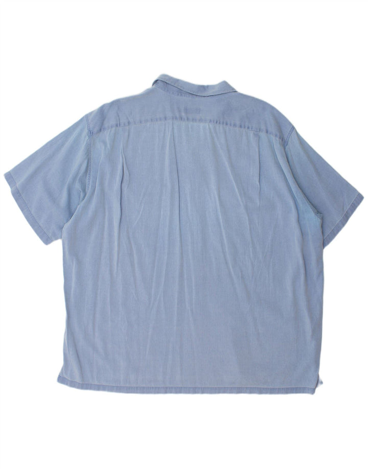 Cămașă cu mânecă scurtă pentru bărbați LACOSTE Mărimea 45 XL Bumbac cu dungi albastre