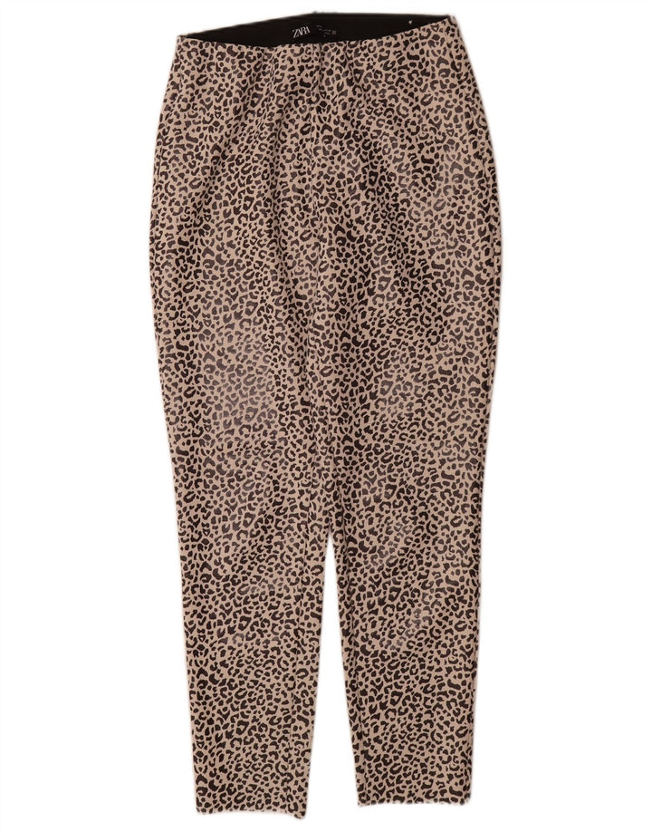Leggings pentru femei Zara UK 12 Medium Bej Animal Print Poliester