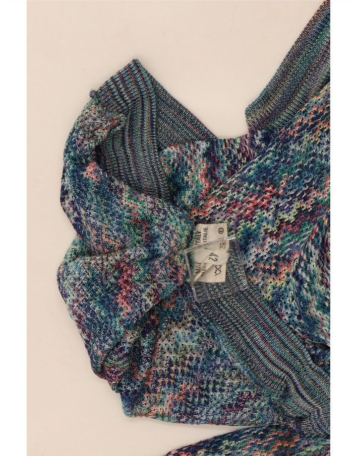 Top pentru femei vintage cu mânecă lungă IT 42 Medium Multicolor Chevron Viscose