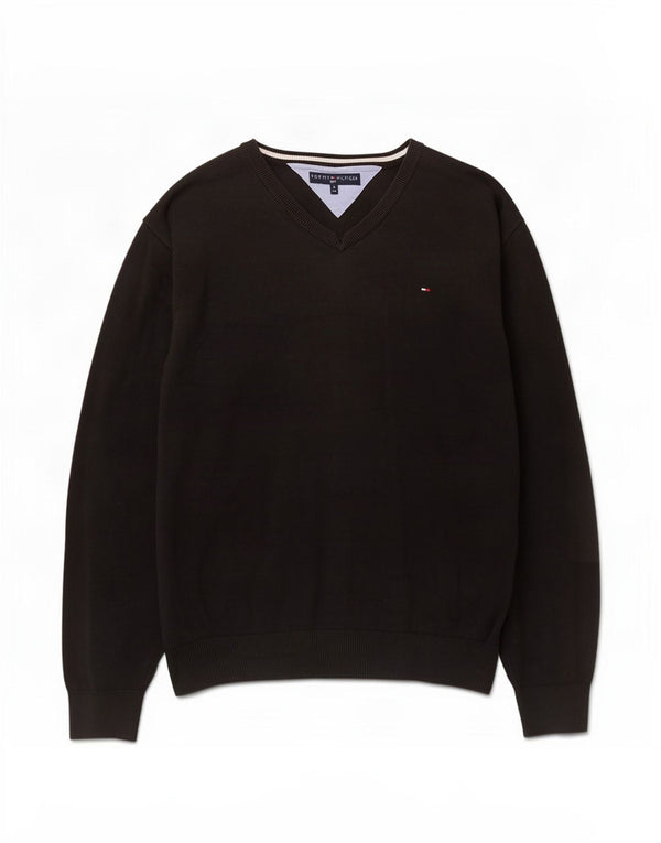 Pulover pentru bărbați Tommy Hilfiger cu decolteu în V, mare, negru, bumbac