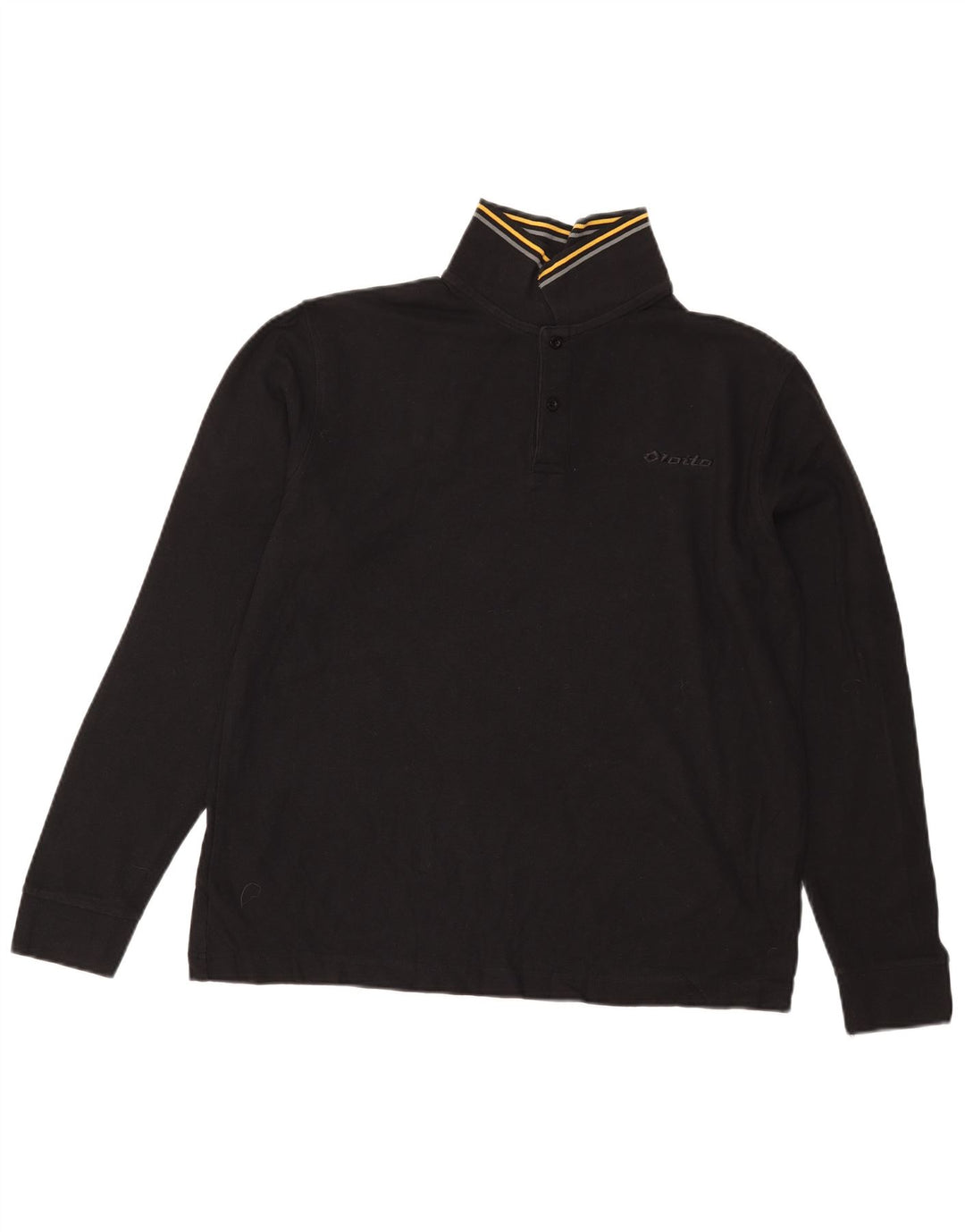 Tricou polo pentru bărbați Lotto cu mânecă lungă, mare, negru