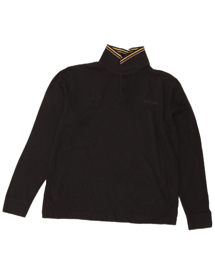 Tricou polo pentru bărbați Lotto cu mânecă lungă, mare, negru