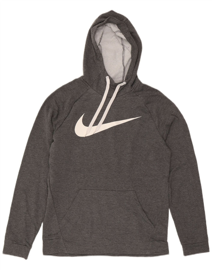 Pulover cu glugă cu grafic Nike pentru femei UK 14 Poliester cu pături gri mediu
