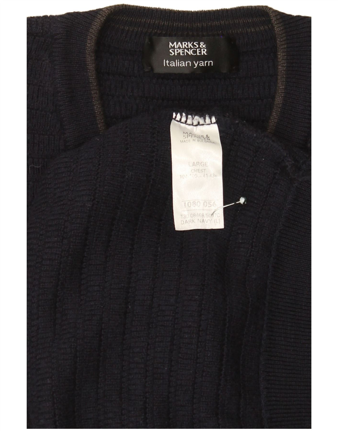 Pulover cu decolteu în V pentru bărbați Marks & Spencer, mare, albastru acrilic