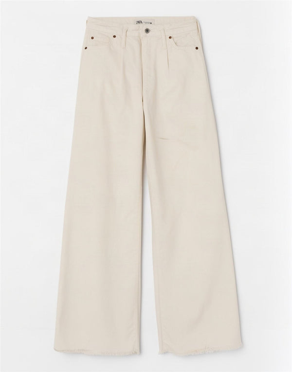 Blugi pentru femei Zara cu picioare late EU 34 2XS L24 L31 Bumbac alb