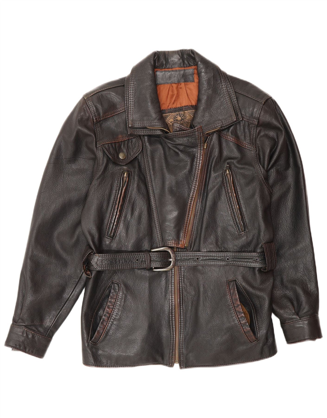 Jachetă de piele vintage pentru femei UK 14 Medium Black