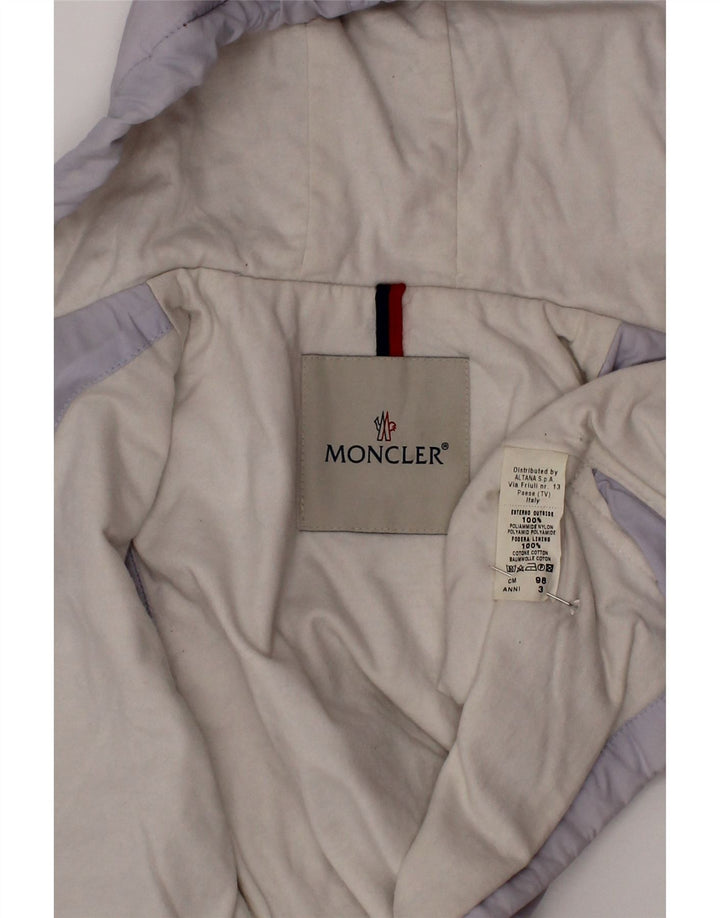 Gilet cu glugă Moncler pentru băieți 2-3 ani, albastru din poliamidă