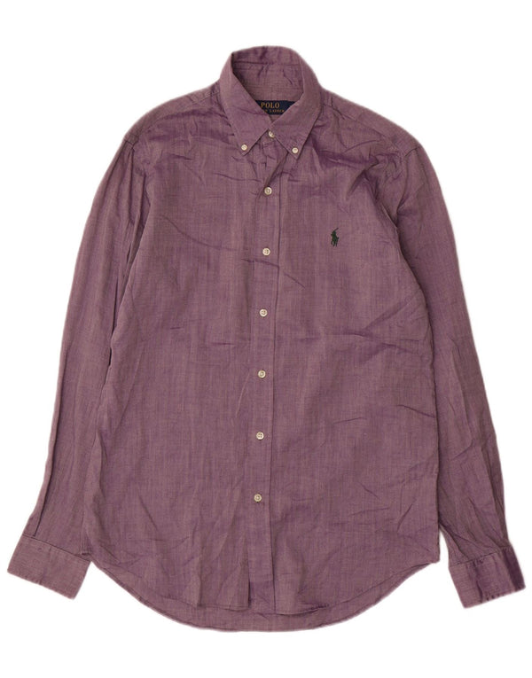 POLO RALPH LAUREN Mens Shirt Small Purple Herringbone Cotton
