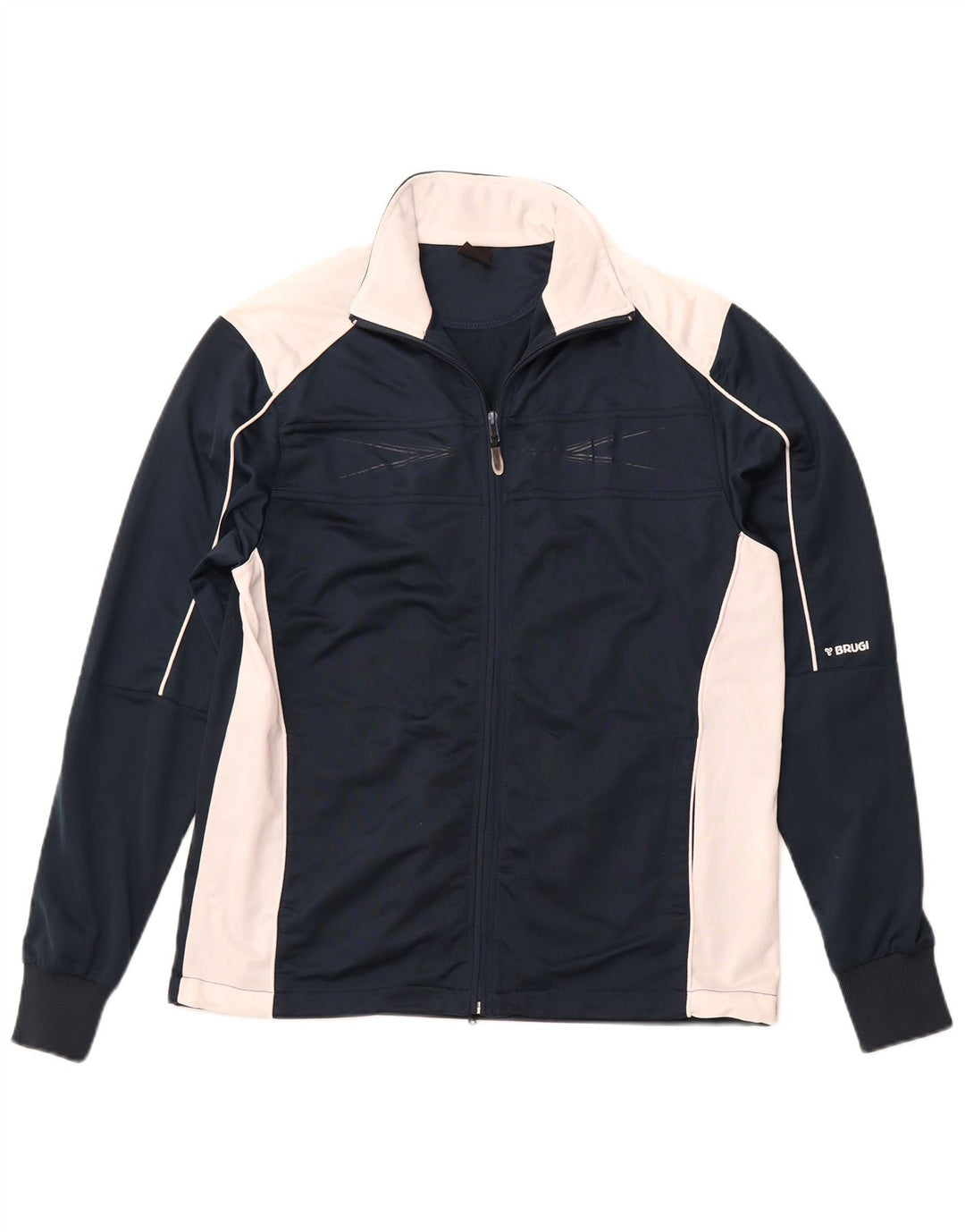 Jachetă de trening BRUGI pentru bărbați, poliester bloc de culoare albastru marin mediu