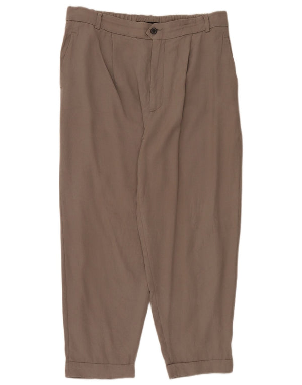 Pantaloni chino crop pentru femei cu talie înaltă Zara L30 L23 Bej Lyocell