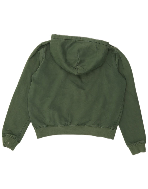 Jack Wills Pulover supradimensionat cu glugă cu grafic pentru femei UK 10 Bumbac verde mic