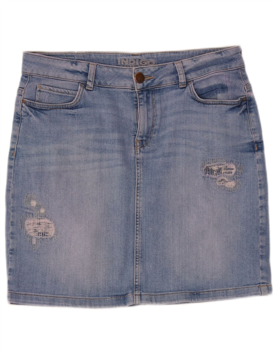 Fusta de denim învechită Indigo pentru femei Marks & Spencer UK 12 Medium W32 Albastru