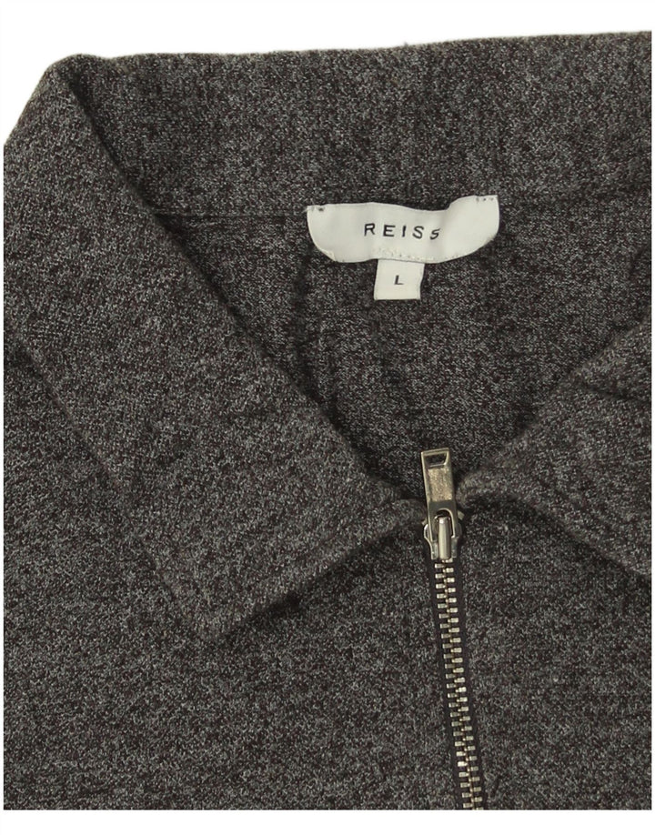 Tricou polo pentru bărbați Reiss, mare, gri, bumbac cu pete